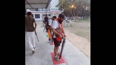 Rishabh’s FB picture showing him practising at a shooting range. (Sourced) Rishabh’s FB picture showing him practising at a shooting range. (Sourced)