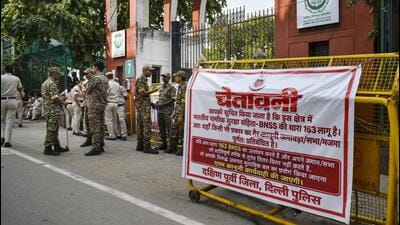 The allegations came amid protests against the university administration’s decision to restrict access to the campus. (PTI) The allegations came amid protests against the university administration’s decision to restrict access to the campus. (PTI)