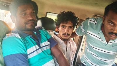 Police arrest one of the 17 prisoners who escaped from the Theni sub-jail on Oct 26, in Theni on Tuesday. (ANI) Police arrest one of the 17 prisoners who escaped from the Theni sub-jail on Oct 26, in Theni on Tuesday. (ANI)