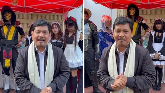 Chief Minister Conrad Sangma with cosplayers.
