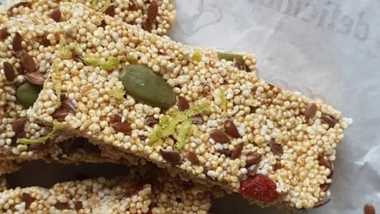 The amaranth cranberry energy bars need minutes to prepare and around four hours to set in the fridge. 