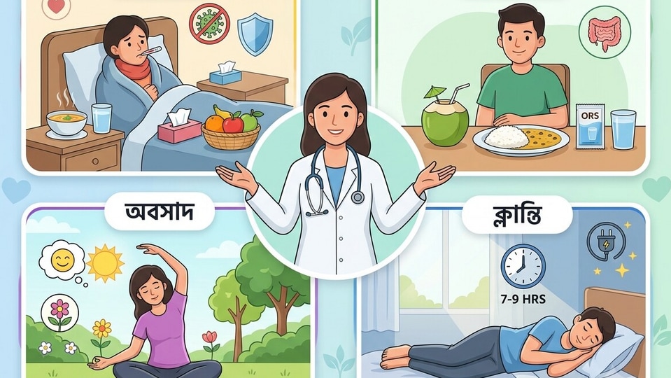 পুজোর পরে অসুস্থতার ঢেউ, টিপস দিলেন বিশেষজ্ঞ চিকিৎসক। (ছবিটি প্রতীকী, সৌজন্যে ন্যানো ব্যানানা দিয়ে তৈরি)