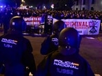 Riot police were deployed as the far-right demonstrators clashed with security personnel.