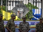 Security personnel outside JMI on Wednesday. (Sanchit Khanna/Hindustan Times)