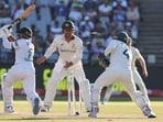 Nathan Lyon bowled South African captain Temba Bavuma for 35.