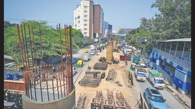 A view of the ongoing construction work on the Modi Mill Flyover Extension amid the implementation of Stage-I of the Graded Response Action Plan (GRAP) in Delhi-NCR to combat rising air pollution in New Delhi (Sanchit Khanna/ Hindustan Times) A view of the ongoing construction work on the Modi Mill Flyover Extension amid the implementation of Stage-I of the Graded Response Action Plan (GRAP) in Delhi-NCR to combat rising air pollution in New Delhi (Sanchit Khanna/ Hindustan Times)