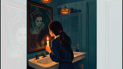 Every kid was dared to invoke Bloody Mary’s name, while holding a lit candle in front of a mirror. (ILLUSTRATION CREATED USING CHATGPT) Every kid was dared to invoke Bloody Mary’s name, while holding a lit candle in front of a mirror. (ILLUSTRATION CREATED USING CHATGPT)