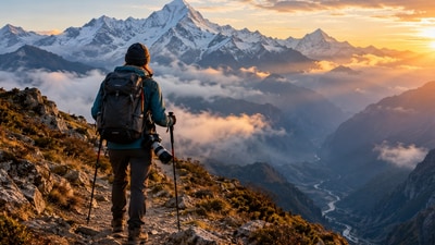 After surviving Nepal’s 2015 earthquake, Bouke Lolkema left his job to lead hiking and wildlife trips around the world. (AI-generated/ChatGPT) After surviving Nepal’s 2015 earthquake, Bouke Lolkema left his job to lead hiking and wildlife trips around the world. (AI-generated/ChatGPT)