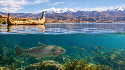 The U.S. sent about 500,000 trout eggs to Lake Titicaca in the 1930s to boost fishing. The trout thrived. (AI-generated/ChatGPT) The U.S. sent about 500,000 trout eggs to Lake Titicaca in the 1930s to boost fishing. The trout thrived. (AI-generated/ChatGPT)