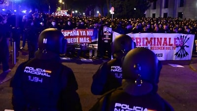 Riot police were deployed as the far-right demonstrators clashed with security personnel. (REUTERS)