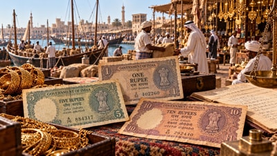 Former Indian Ambassador to the UAE Navdeep Singh Suri recalled how the Indian rupee once circulated in Gulf countries. (Representational image generated using AI) Former Indian Ambassador to the UAE Navdeep Singh Suri recalled how the Indian rupee once circulated in Gulf countries. (Representational image generated using AI)