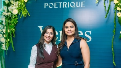 Priti Patel, Founder of Poetrique (left), with Elizabeth Victor, CEO of Poetrique (right), at The Poetrique Edit: Verse No. 2, held at The Quorum Club, Gurgaon. Priti Patel, Founder of Poetrique (left), with Elizabeth Victor, CEO of Poetrique (right), at The Poetrique Edit: Verse No. 2, held at The Quorum Club, Gurgaon.