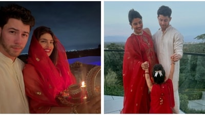 Priyanka Chopra celebrated Karwa Chauth with Nick Jonas and Malti Marie Chopra Jonas. Priyanka Chopra celebrated Karwa Chauth with Nick Jonas and Malti Marie Chopra Jonas.