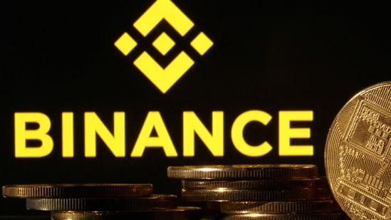 Representations of cryptocurrencies are seen in front of displayed Binance logo in this illustration taken November 10.