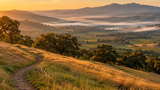 A protected ridge above a valley, now set aside for wildlife and rare plants.