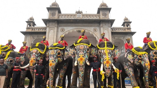 A traditional pooja day after conclusion of 'Dasara' festival, at Mysore Palace, in Mysuru, Karnataka. (PTI Photo)
