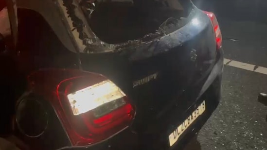 The family was travelling in their Delhi-registered blue Maruti Swift, which was wrecked beyond recognition in the crash