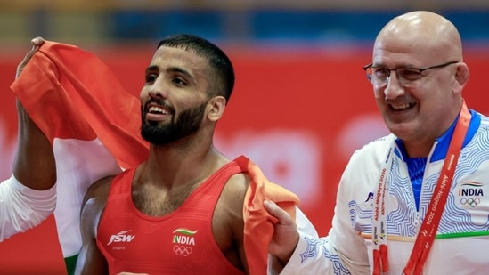 Sujeet Kalkal lost against Abdulmazhid Kudiev in the World Championships. (PTI)