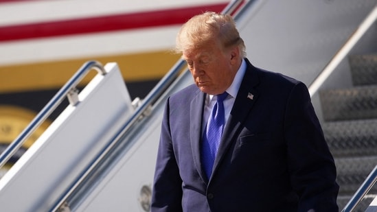 U.S. President Donald Trump departs Air Force One as he arrives at Charlotte Douglas International Airport on October 29. (Getty Images via AFP)