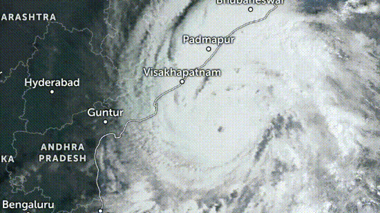 The IMD in its latest update on the cyclone said the storm had “moved nearly northwards with the speed of 15 kmph” late on Wednesday. (X/ @zoom_earth)