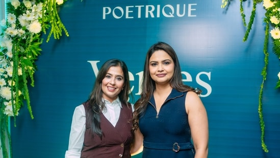 Priti Patel, Founder of Poetrique (left), with Elizabeth Victor, CEO of Poetrique (right), at The Poetrique Edit: Verse No. 2, held at The Quorum Club, Gurgaon.