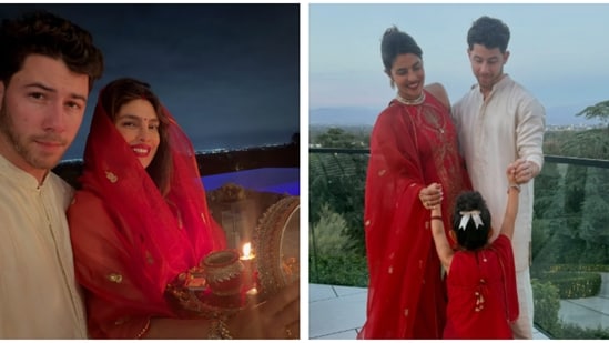 Priyanka Chopra celebrated Karwa Chauth with Nick Jonas and Malti Marie Chopra Jonas.