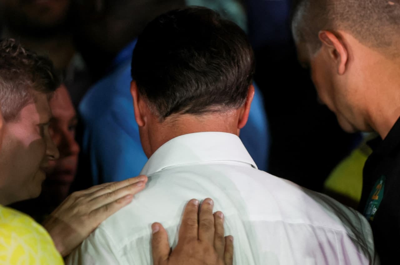 Bolsonaro exits following his loss in the presidential runoff election. Bolsonaro exits following his loss in the presidential runoff election.
