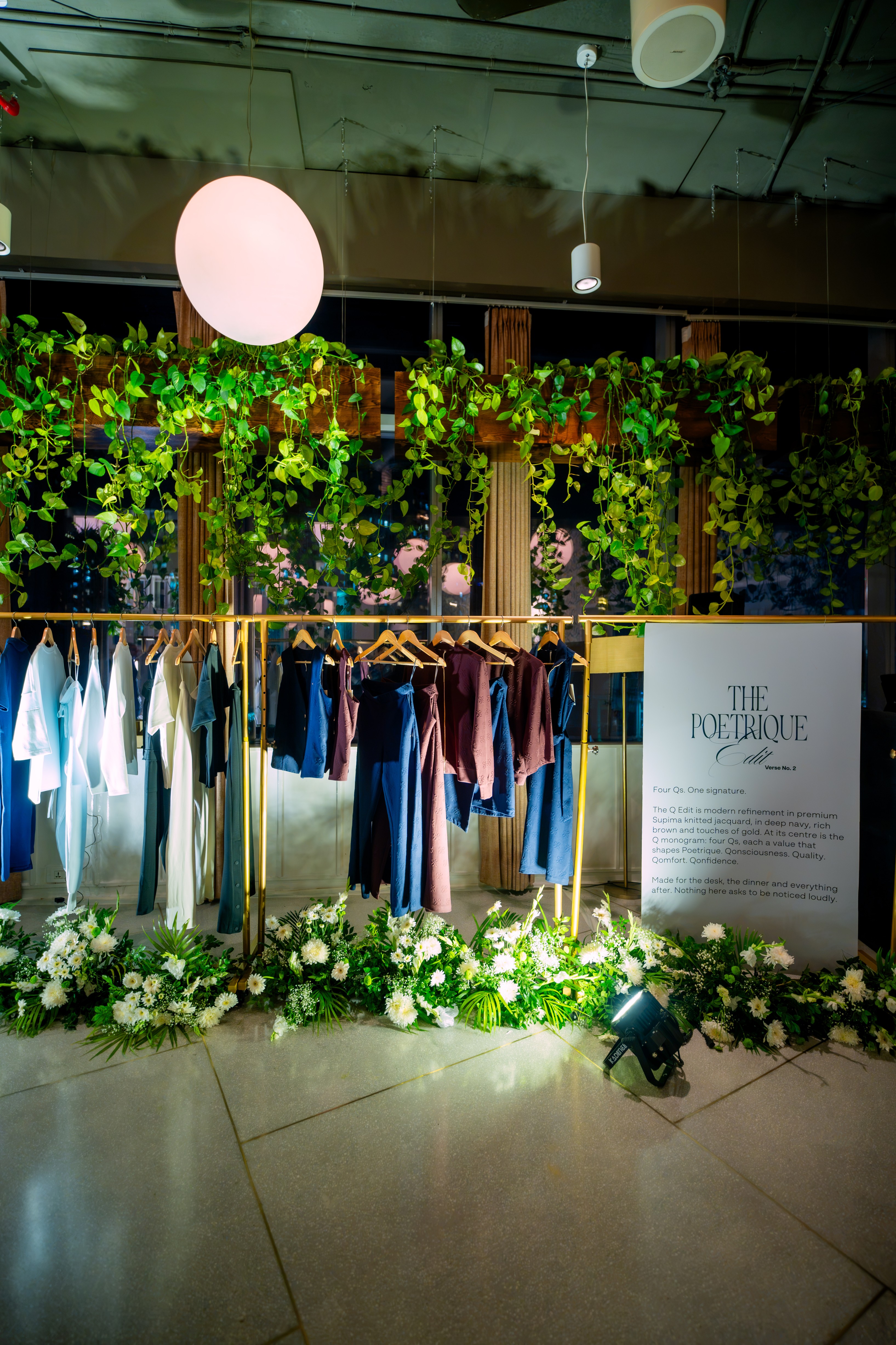 The Poetrique display at Verse No. 2, featuring the brand’s collections and the unveiling of The Q Edit, a signature collection with the Q monogram woven into premium Supima knitted jacquard. The Poetrique display at Verse No. 2, featuring the brand’s collections and the unveiling of The Q Edit, a signature collection with the Q monogram woven into premium Supima knitted jacquard.