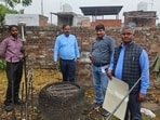 An LDA team while conducting the ETS survey in Saadatganj area on Friday. (HT Photo)