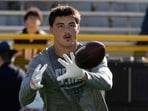 Colston Loveland was limited during Thursday’s practice with a neck issue.(AP Photo)