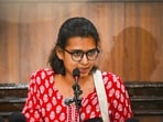 AISA National President Neha Bora address the media during a press conference on the Special Intensive Revision (SIR) issue at the Press Club of India, in New Delhi, India, on Thursday, October 29, 2026. 