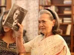 Sonia Gandhi, right, during the unveiling of her upcoming book 'Belonging: A Journey of Love'