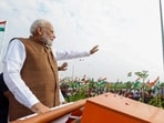 Prime Minister Narendra Modi in Gujarat’s Banaskantha. (ANI)