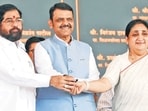 Raigad [Maharashtra], Oct 25 (ANI): Maharashtra Chief Minister Devendra Fadnavis, along with State Deputy Chief Ministers Eknath Shinde and Sunetra Ajit Pawar, inaugurates various connectivity projects at Navi Mumbai's Panvel, in Raigad on Sunday. (@CMOMaharashtra X/ ANI Photo) (@CMOMaharashtra X)