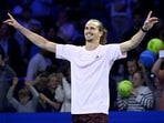 Germany's Alexander Zverev celebrates after his match against the Netherlands ' Tallon Griekspoor 