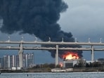 An air attack Oct. 18 on the oil terminal in St. Petersburg, Russia.