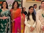 Nita Ambani and Isha Ambani at the Jio IPO gala dinner. 