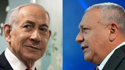 Israel election results LIVE: This combination of pictures shows Prime Minister Benjamin Netanyahu (L) and Yashar party leader Gadi Eisenkot (R).