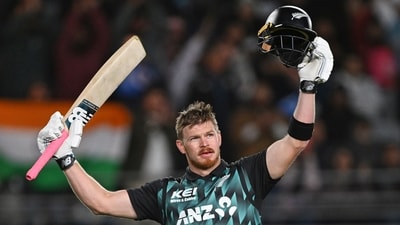 New Zealand's Glenn Phillips scored 109 runs against India. (AP) New Zealand's Glenn Phillips scored 109 runs against India. (AP)