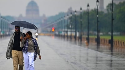 Gram It: A spell of overnight rain brought a sharp dip in temperatures across Delhi on Thursday, offering a taste of the approaching winter. Despite the wet weather on Friday, which saw the India Meteorological Department (IMD) issue red and yellow alerts for rain and thunderstorms. Here's how Delhiites stepped out to enjoy the chill at Kartavya Path. But from today onwards, clearer skies and sunshine are expected for the rest of the weekend. (Photo: Vipin Kumar/HT)