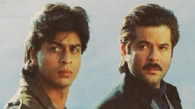 Shah Rukh Khan and Anil Kapoor worked together in the 1995 film Trimurti. Shah Rukh Khan and Anil Kapoor worked together in the 1995 film Trimurti.