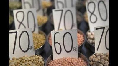 Samples of pulses are displayed in a wholesaler (File)