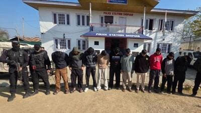 The 10 alleged terrorist associates arrested by Shopian Police on Friday for operating an intra-UT terror financing module linked to LeT and TRF. (X) The 10 alleged terrorist associates arrested by Shopian Police on Friday for operating an intra-UT terror financing module linked to LeT and TRF. (X)