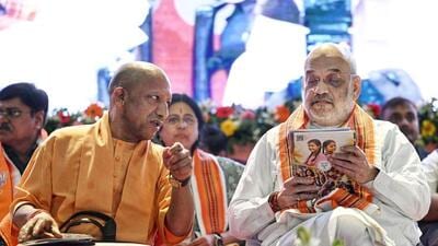Union home minister Amit Shah and UP chief minister Yogi Adityanath at the BJP state working committee meeting in Lucknow on Friday. (ANI PHOTO) Union home minister Amit Shah and UP chief minister Yogi Adityanath at the BJP state working committee meeting in Lucknow on Friday. (ANI PHOTO)