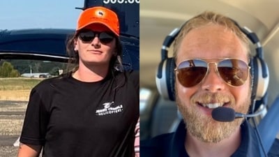 Maddie Aasbo and Tyler Delane Sturdevant were identified as two of the three victims killed in the Oregon mid-air helicopter collision. (Facebook/Jerry Trimble Helicopters, LinkedIn/Tyler Sturdevant)