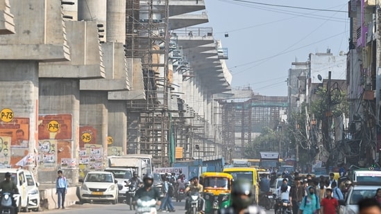 A view of the ongoing construction work on the Mehrauli Badarpur Road in Delhi (Photo for representation)