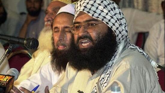 In this picture taken on August 26, 2001, chief of Jaish-e-Mohammad Maulana Masood Azhar (right) addresses a meeting of Pakistan's religious and political parties in Islamabad. (AFP)