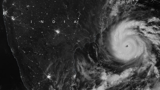 The satellite image captured on October 26 shows Cyclone Arnab swirling over the Bay of Bengal.