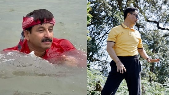 Tiwari's video and Rijiju's response came amid efforts to clean the Yamuna River.(X/ @BJP4Delhi/ @KirenRijiju)