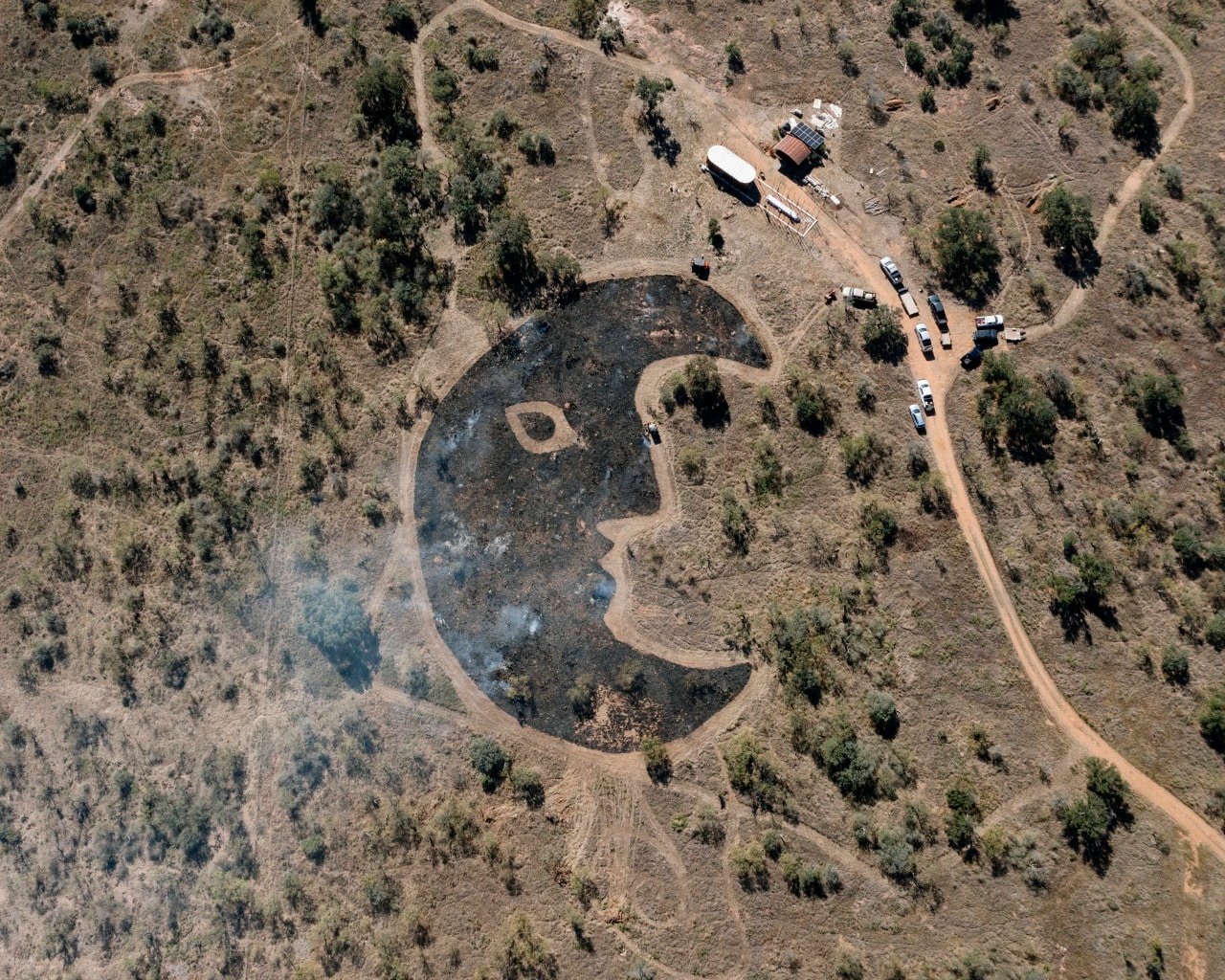 Land art by Diego Miró-Rivera&nbsp;made in collaboration with the La Cuna Center using prescribed fire.